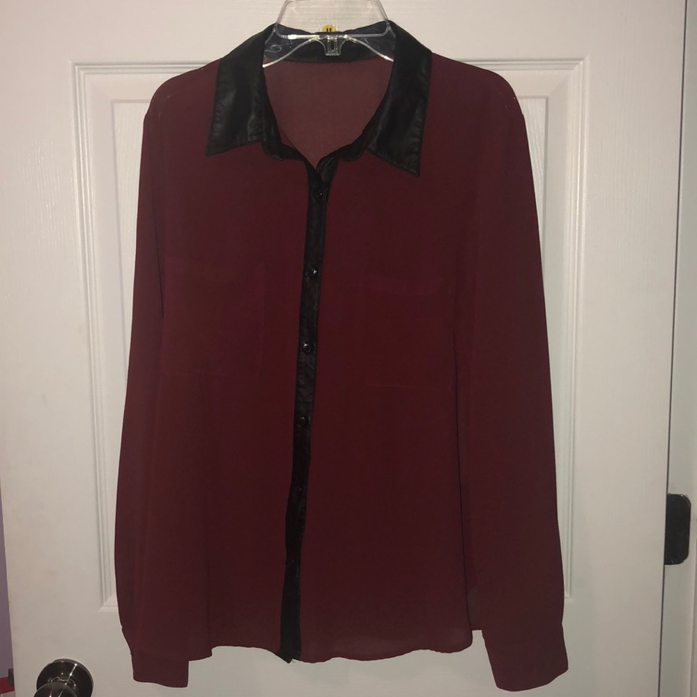 F21 Faux Leather Button Down